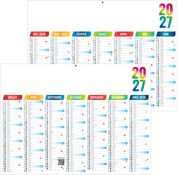 Calendrier bancaire entreprise Arlequin 2027