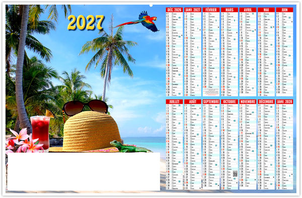 Calendrier bancaire entreprise Paradisiaque 2027