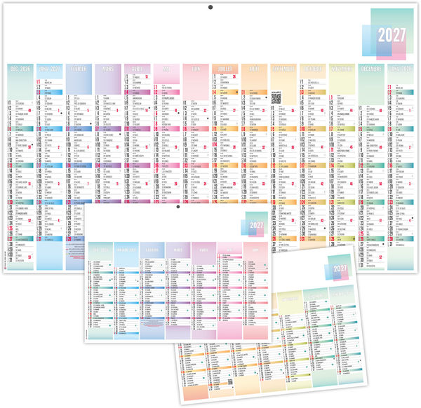 Calendrier bancaire entreprise Pastel 2027