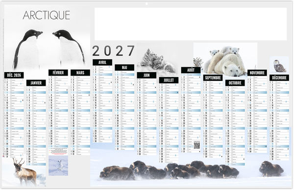 Calendrier bancaire personnalisable Arctique 2027