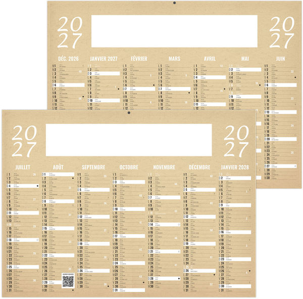 Calendrier bancaire personnalisable Kraft 2027