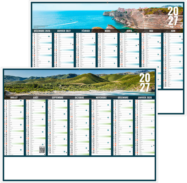 Calendrier bancaire personnalisable Liberté Corse 2027