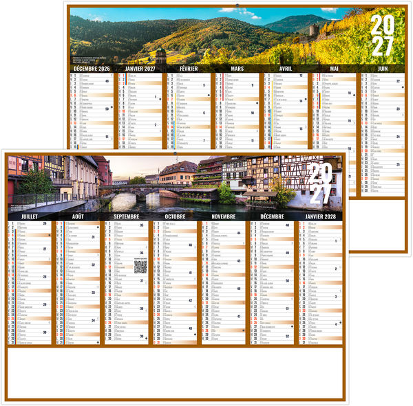 Calendrier bancaire personnalisable Liberté Grand-Est 2027