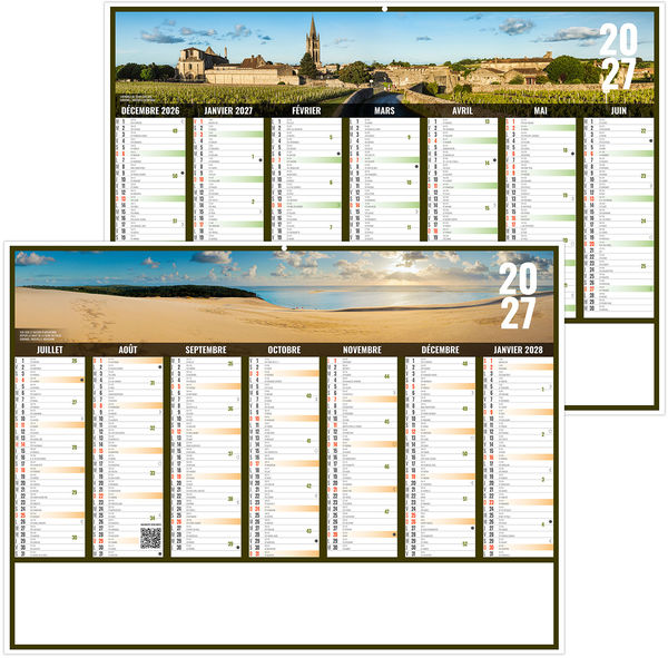 Calendrier bancaire personnalisable Liberté Nouvelle Aquitaine 2027