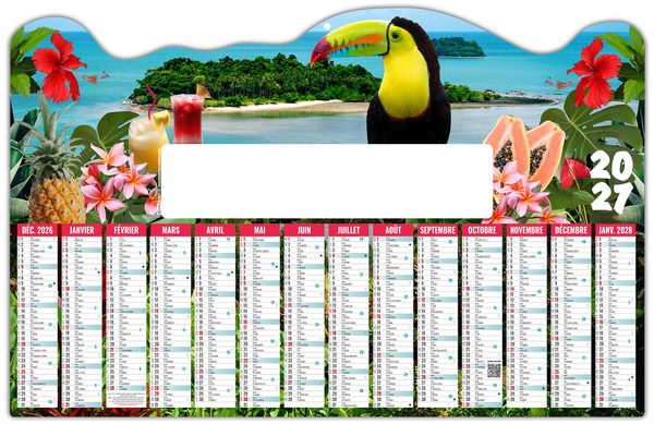 Calendrier bancaire personnalisable Tropical 2027