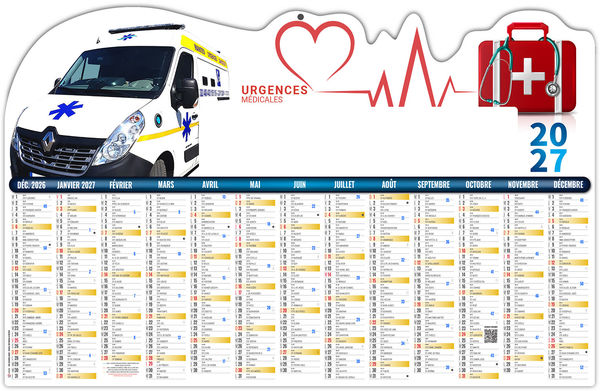 Calendrier bancaire personnalisable Urgence 2027