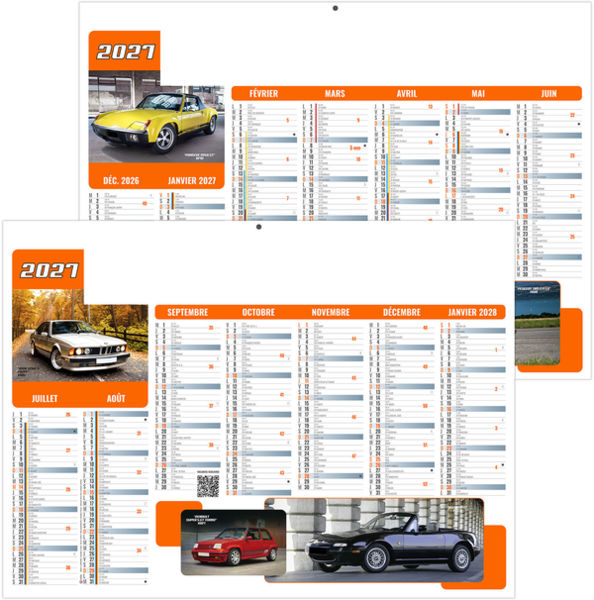 Calendrier bancaire personnalisé Bolides 2027
