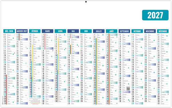 Calendrier bancaire personnalisé Ecomax 2027