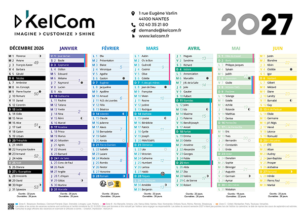 Calendrier bancaire personnalisé 1