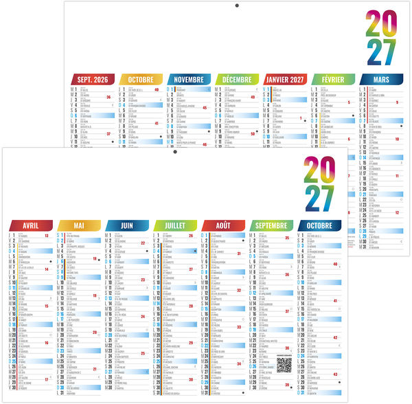 Calendrier bancaire personnalisé Scolaire Arlequin 2027