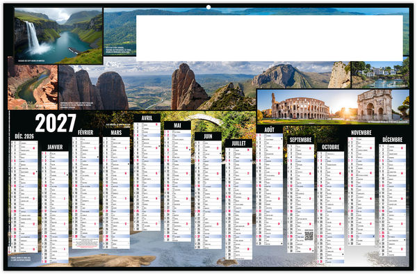 Calendrier bancaire personnalisé Tour du Monde 2027