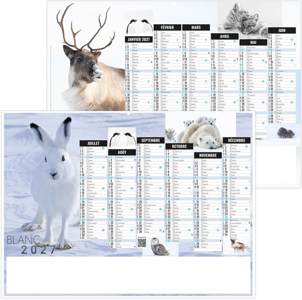 Calendrier bancaire publicitaire Blanc 2027