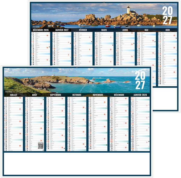 Calendrier bancaire publicitaire Liberté Bretagne 2027