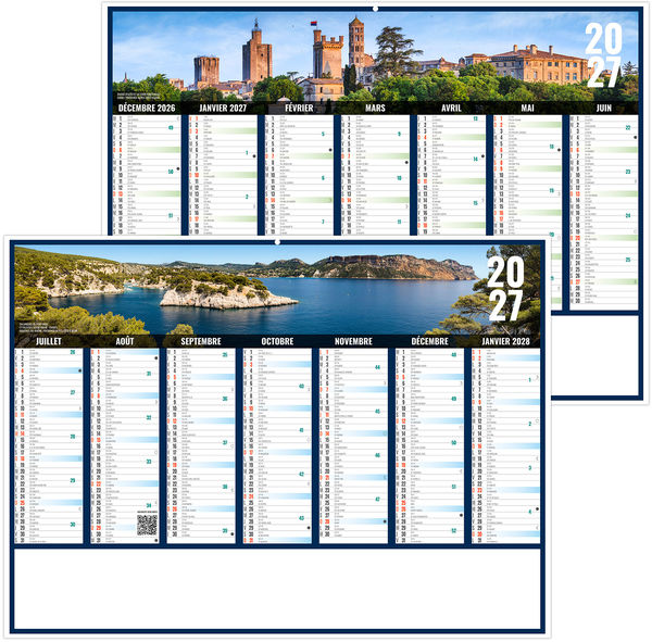 Calendrier bancaire publicitaire Liberté Paca 2027