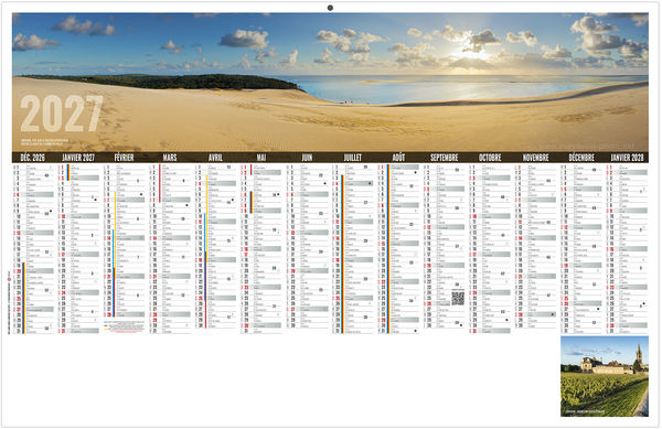 Calendrier bancaire publicitaire Libre Choix Aquitain 2027