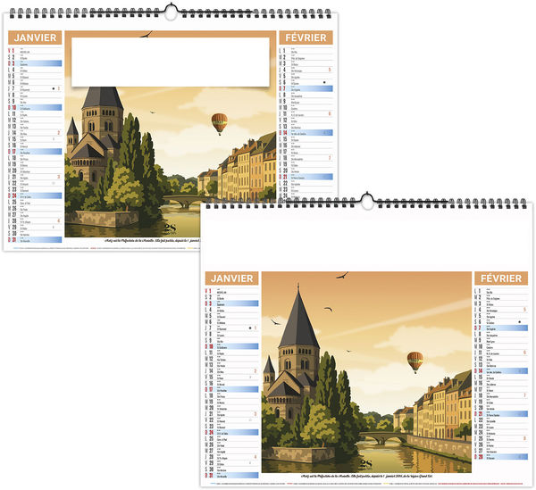 Calendrier illustré personnalisable Néo Rétro 2027