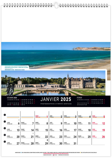 Calendrier mural france panoramique 2026