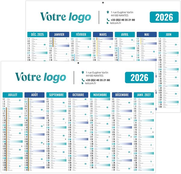 Calendrier personnalisable  gameco bleu 2026