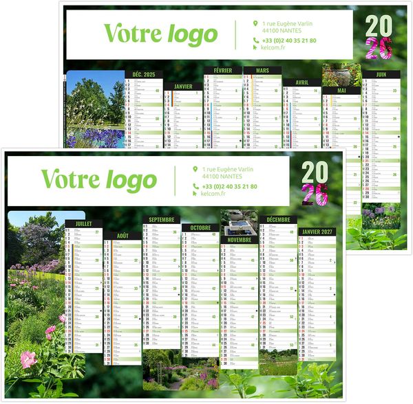 Calendrier personnalisable jardins 2026