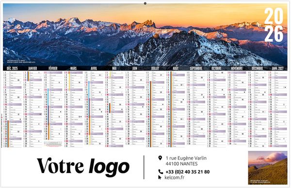 Calendrier personnalisable libre choix auvergnat 2026