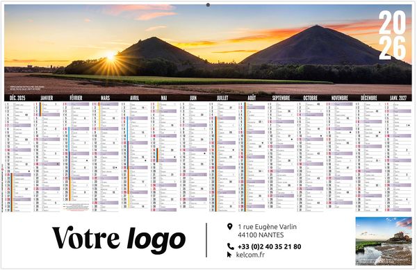 Calendrier personnalisable libre choix nordiste 2026