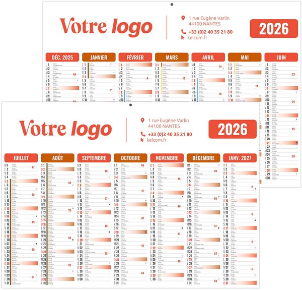 Calendrier personnalisé gameco rouge 2026