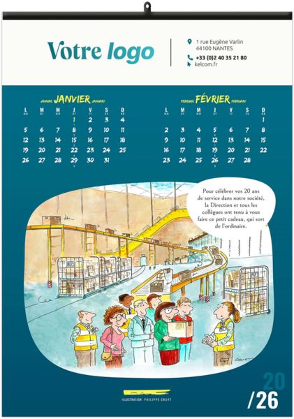Calendrier personnalisé l'humour au travail 2026