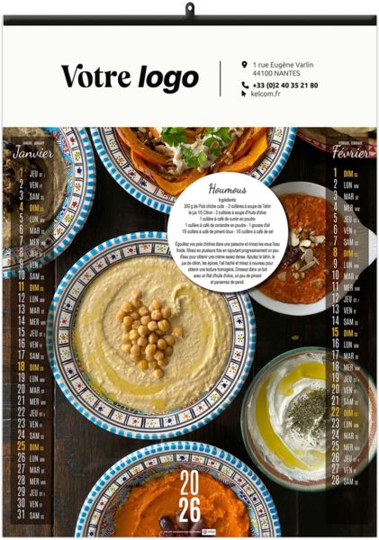 Calendrier personnalisé plats et desserts 2026