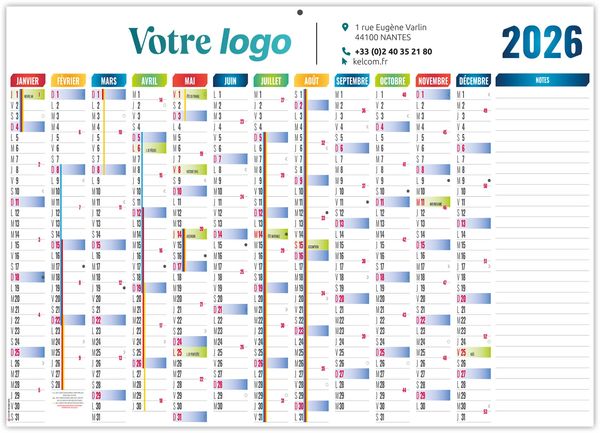 Calendrier personnalisé XXL effaçable basique 2026