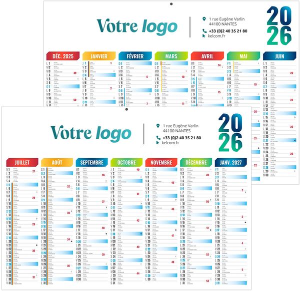 Calendrier publicitaire arlequin 2026