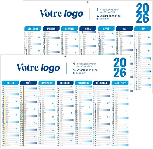 Calendrier publicitaire florentin bleu 2026
