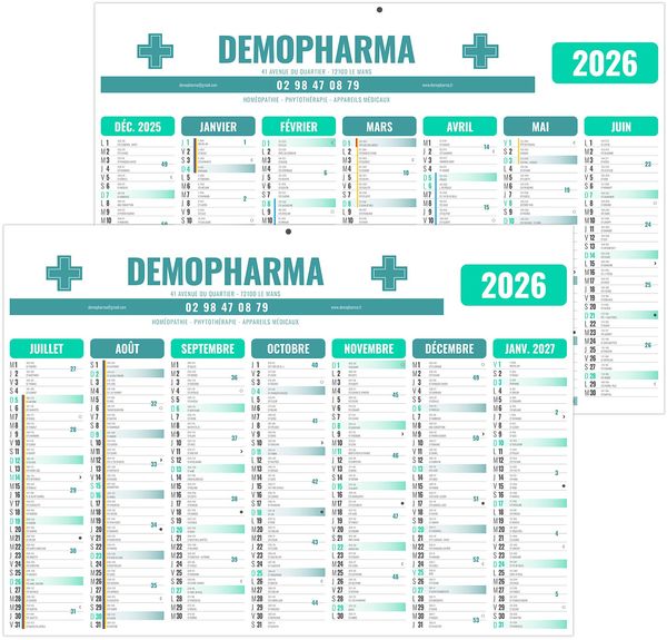 Calendrier publicitaire gameco pharma 2026