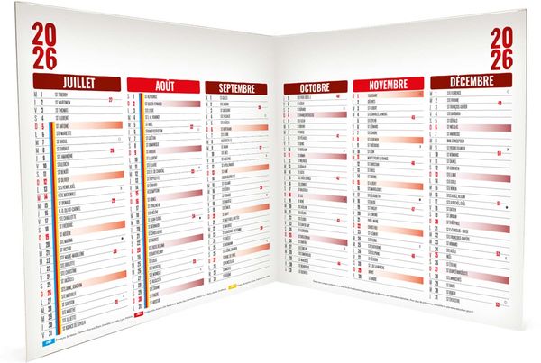 Calendrier publicitaire origami carré rouge 2026