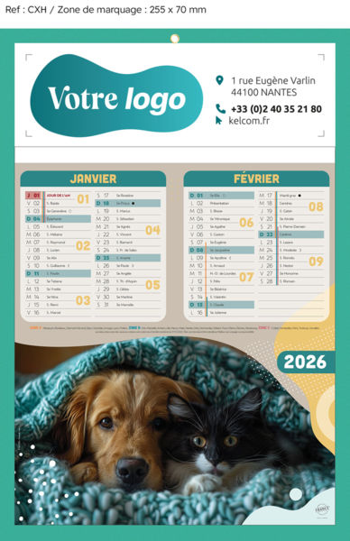 Calendriers publicitaires chats, Chiens et Chats