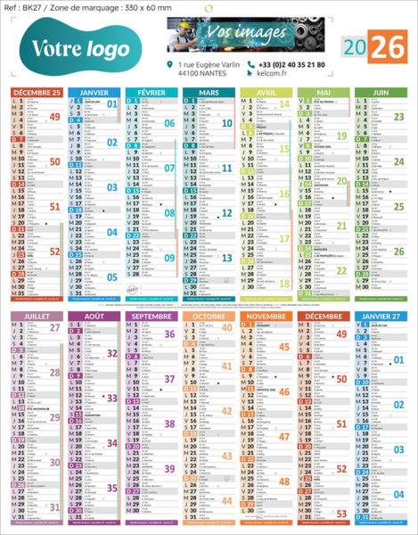 Calendriers publicitaires de banque, Année Bleue