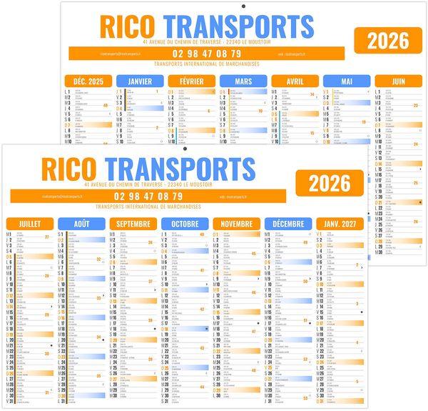 Calendrier entreprise gameco a vos couleurs 2026