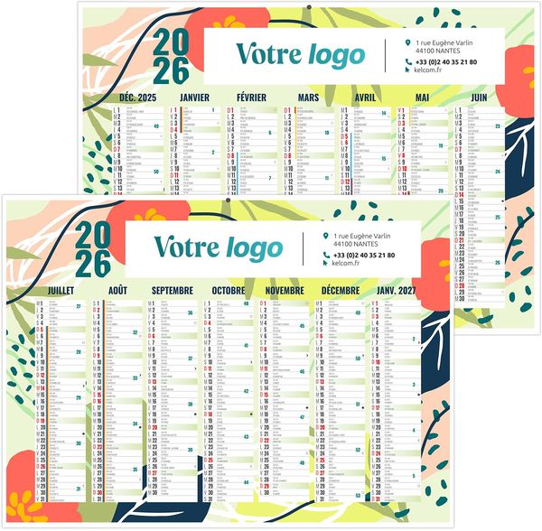 Calendrier entreprise naturel 2026