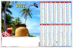 Calendrier bancaire entreprise Paradisiaque 2027
