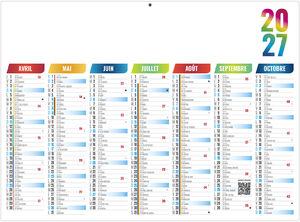 Calendrier bancaire entreprise Scolaire Arlequin 2027 2