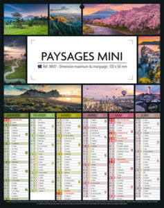 Calendrier bancaire Paysages Mini publicitaire