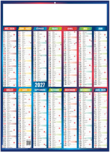 Calendrier bancaire publicitaire Marianne Couleurs 2027