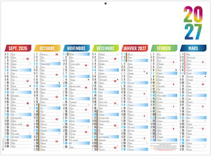 Calendrier bancaire publicitaire Scolaire Arlequin 2027 1