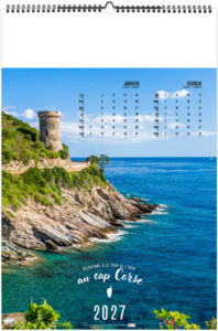 Calendrier illustré personnalisé Bienvenue en Corse 2027 2