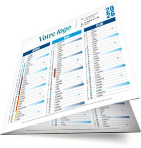 Calendrier personnalisable origami carré bleu 2026