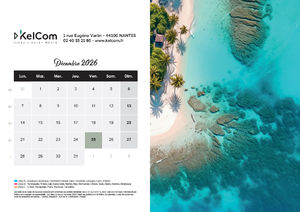 Calendrier personnalisé chevalet Plages 210 x 148 mm 12