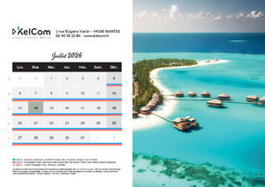 Calendrier personnalisé chevalet Plages 210 x 148 mm 7