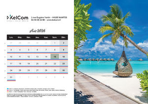 Calendrier personnalisé chevalet Plages 210 x 148 mm 8