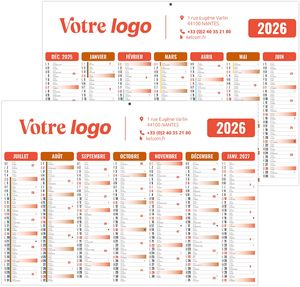 Calendrier personnalisé gameco rouge 2026