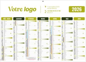 Calendrier personnalisé gameco vert 2026 2