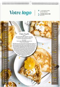 Calendrier personnalisé plats et desserts 2026 2